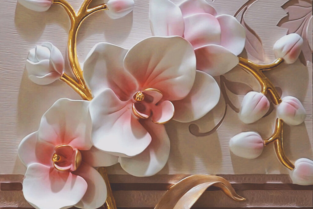 Orchideák rózsaszín fényben — teljes motívum