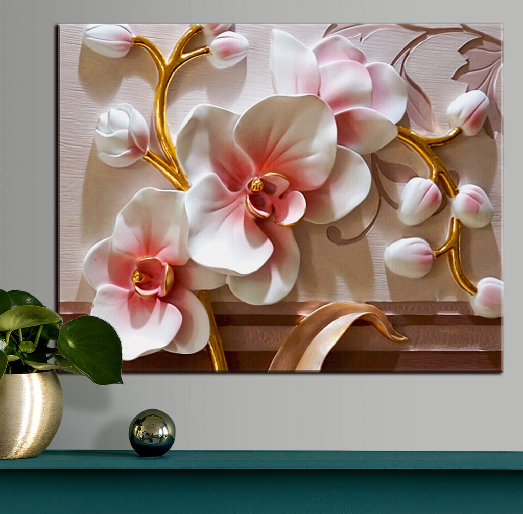 Orchideák rózsaszín fényben — lakásbelső 1