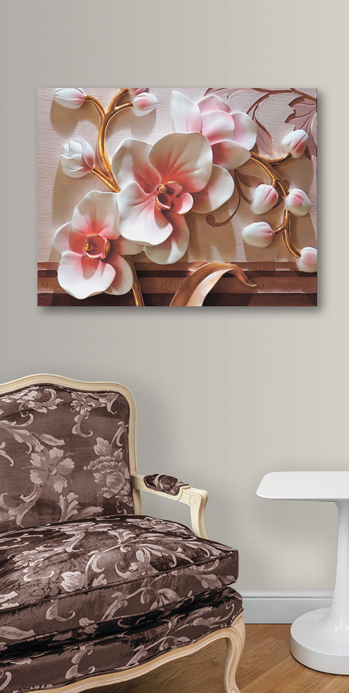 Orchideák rózsaszín fényben — lakásbelső 2