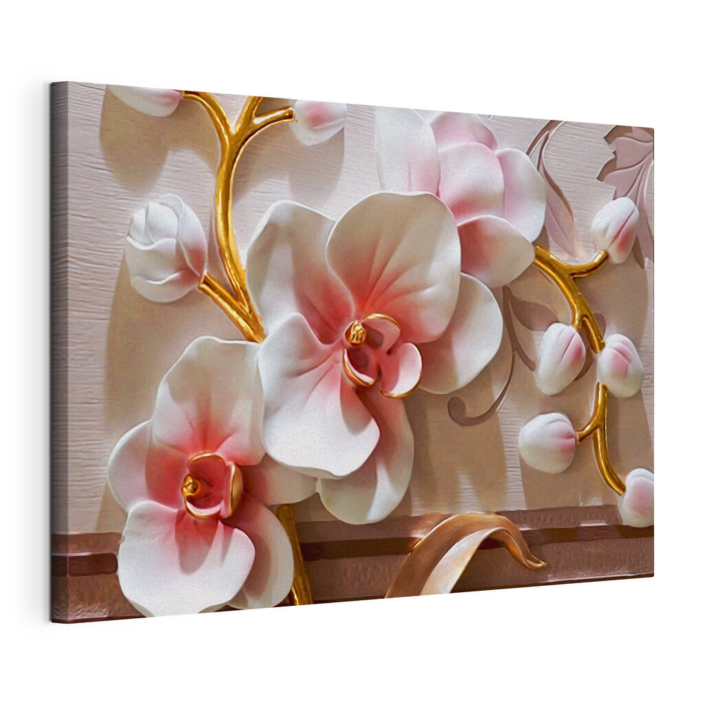 Orchideák rózsaszín fényben, kifeszített vászon körbefutó széllel