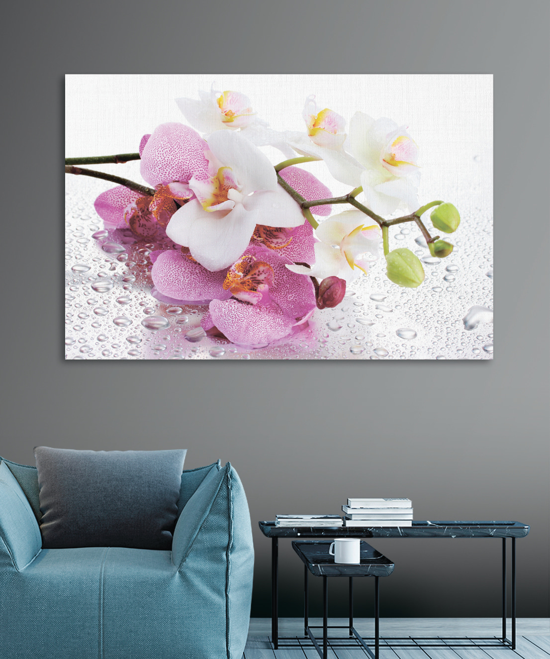 Orchideák harmatcseppekkel — lakásbelső 3