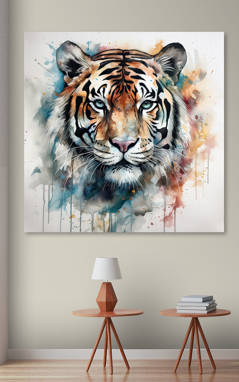 Tigris akvarellfoltok között — lakásbelső 2