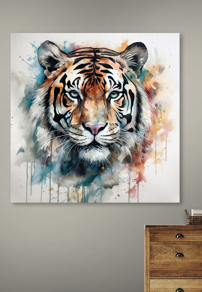 Tigris akvarellfoltok között — lakásbelső 3