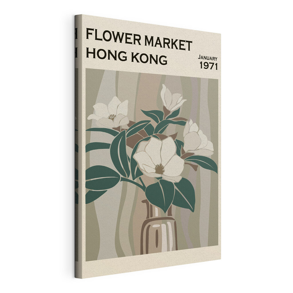 Virágpiac Hongkongban, kifeszített vászon körbefutó széllel