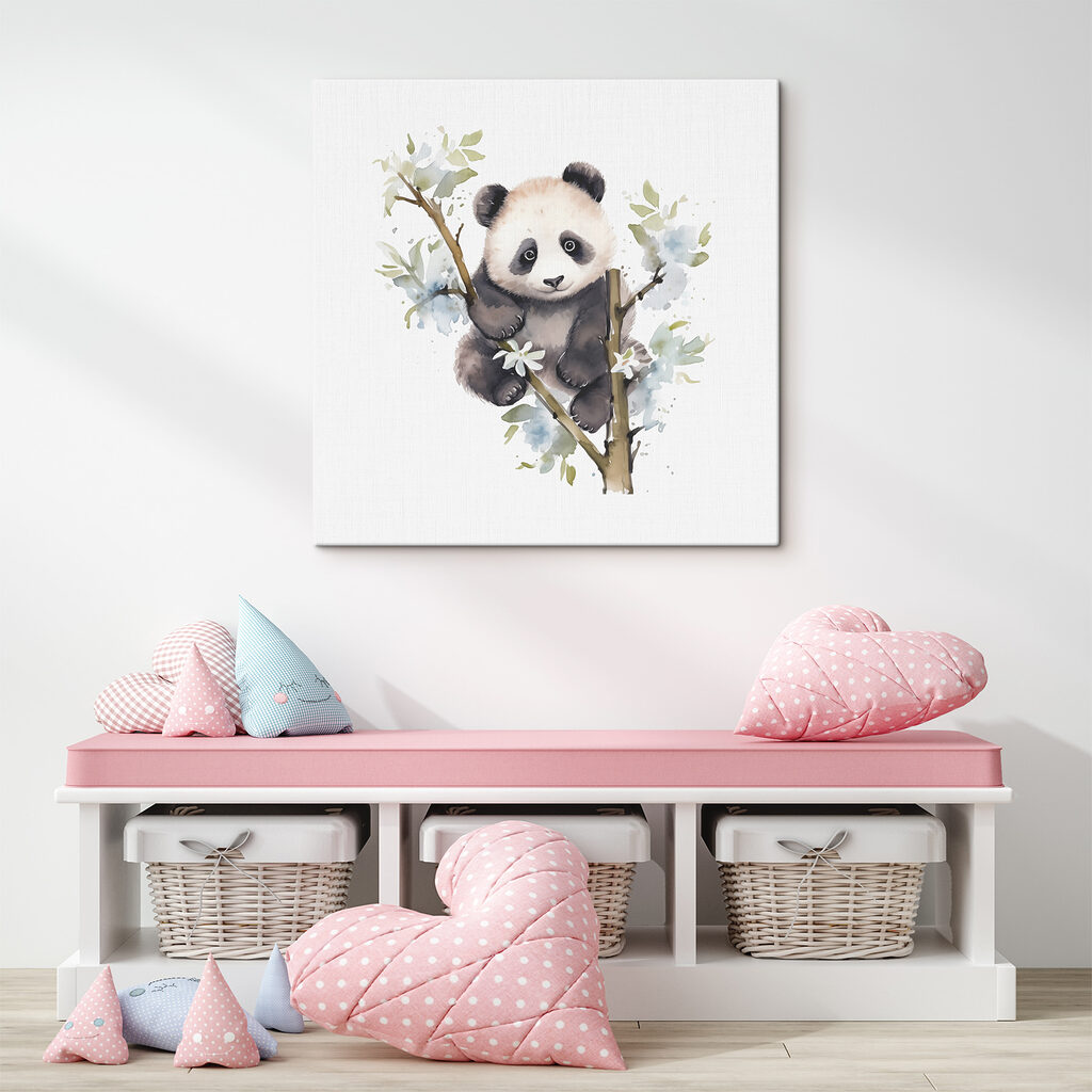 Panda fehér virágzás között — lakásbelső 2