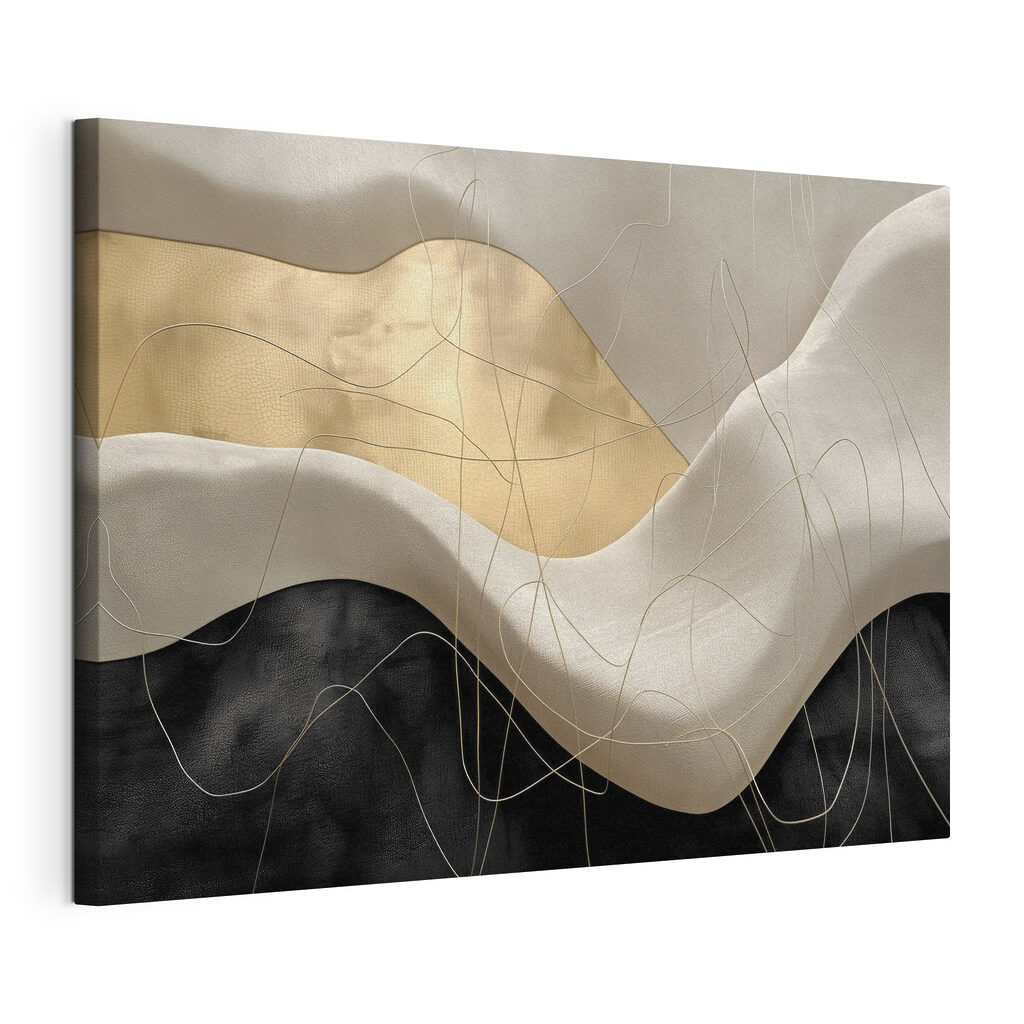 Vonalak hullámzó szürkén, kifeszített vászon körbefutó széllel