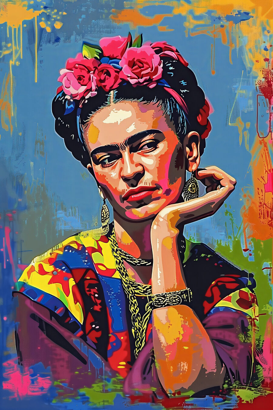 Frida kezére támaszkodva — teljes motívum