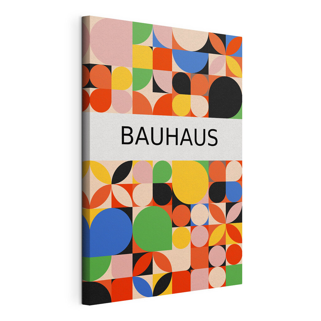 Bauhaus vidám negyedkörökben, kifeszített vászon körbefutó széllel