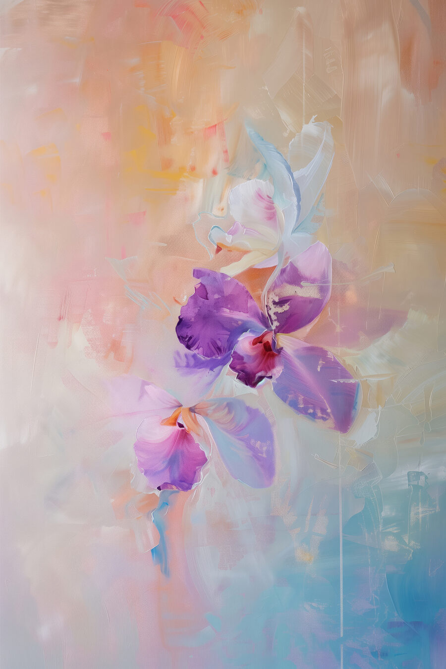 Orchidea pasztell sávok között — teljes motívum