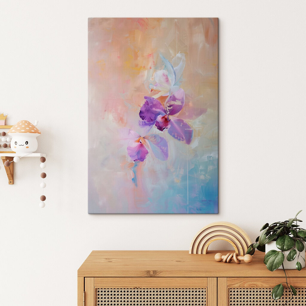 Orchidea pasztell sávok között — lakásbelső 2