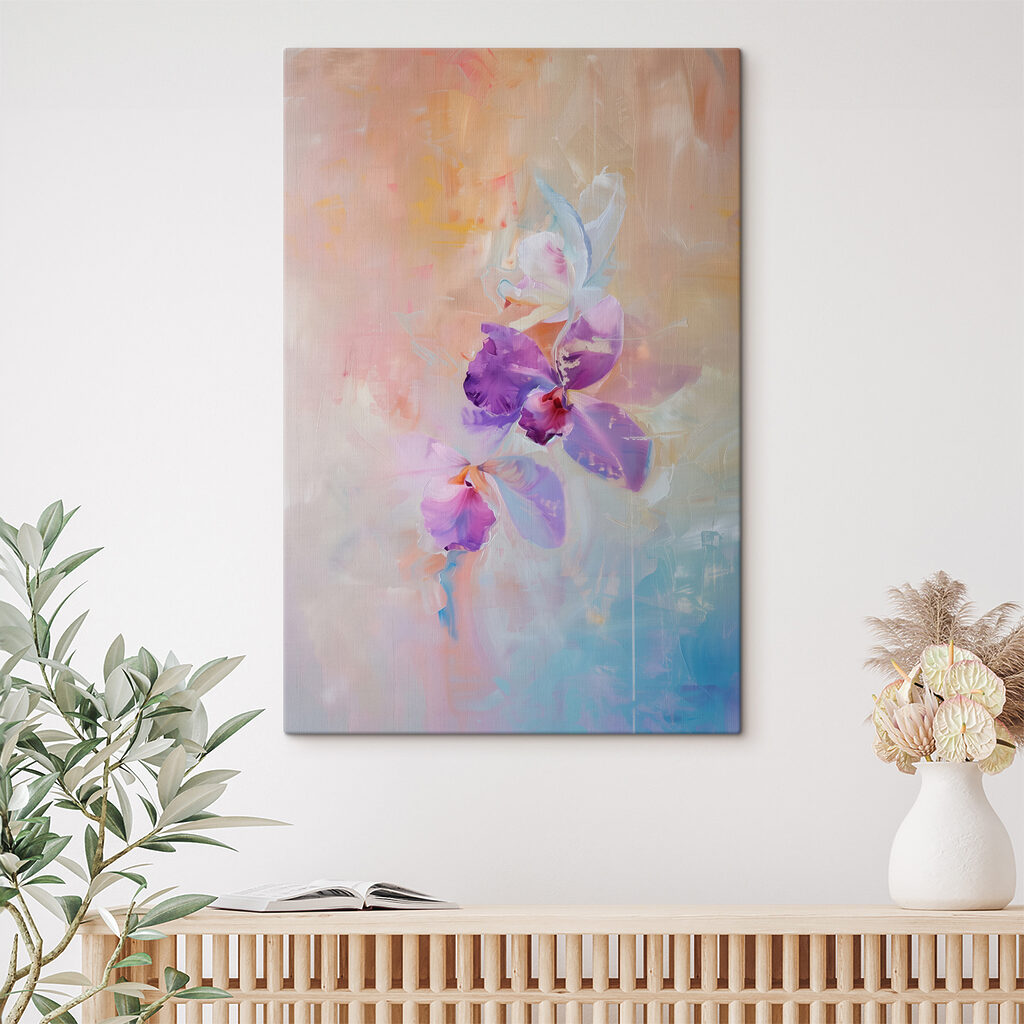 Orchidea pasztell sávok között — lakásbelső 3