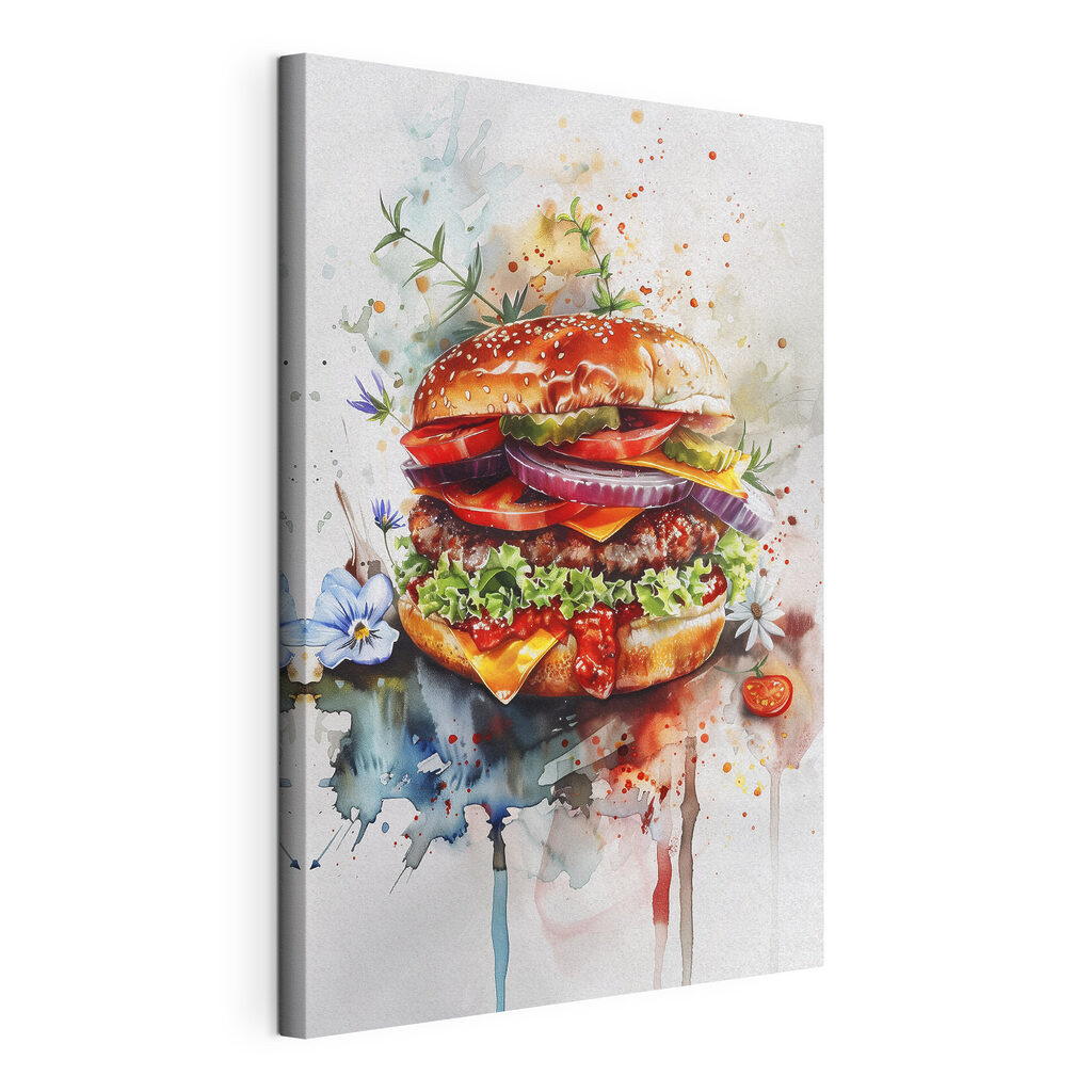 Hamburger akvarellfoltok között — termékábrázolás