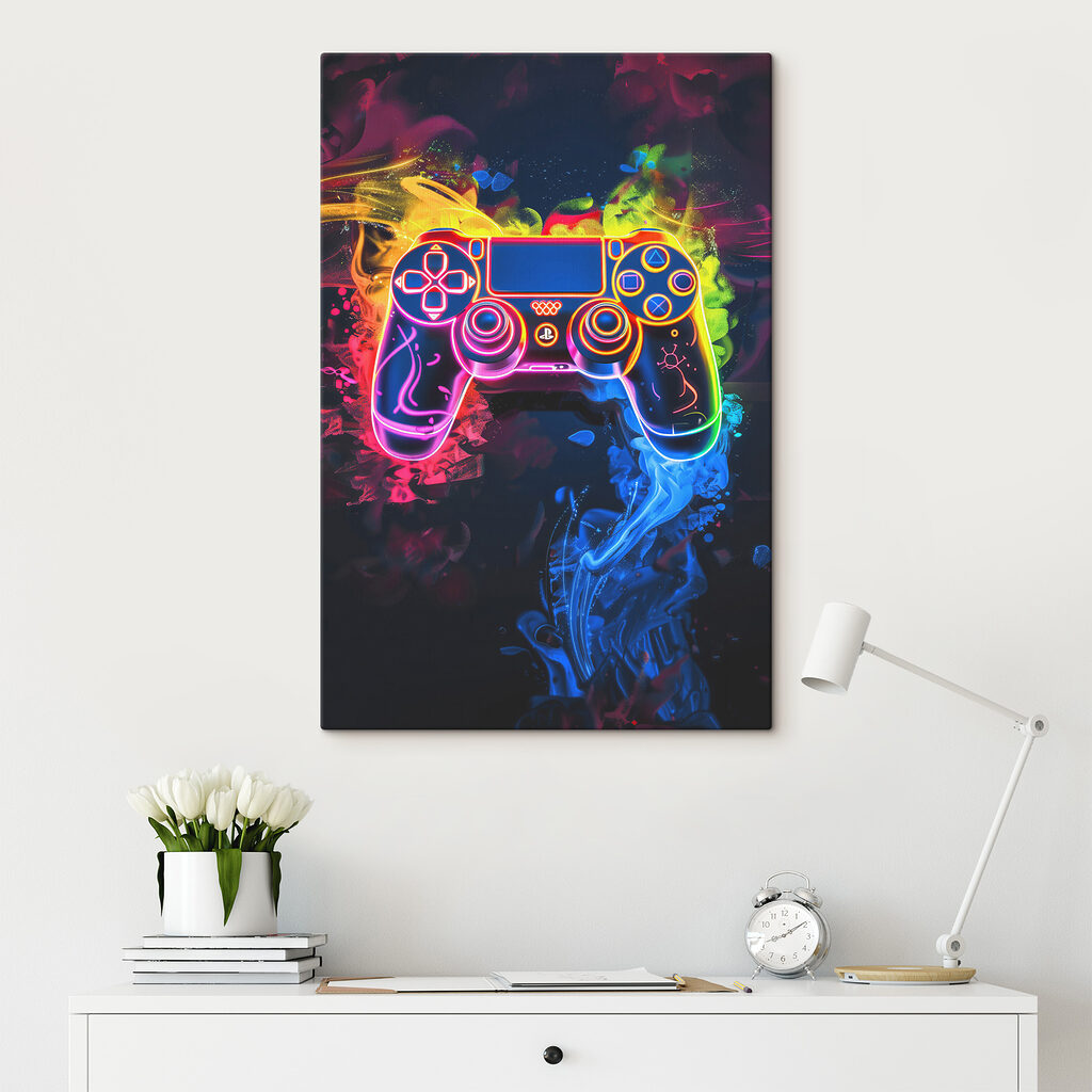 Kontroller lángoló neonfényben — lakásbelső 1