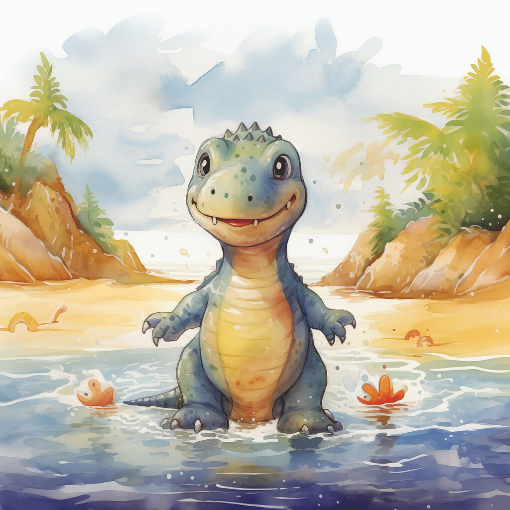 Dinoszaurusz pálmák között — teljes motívum