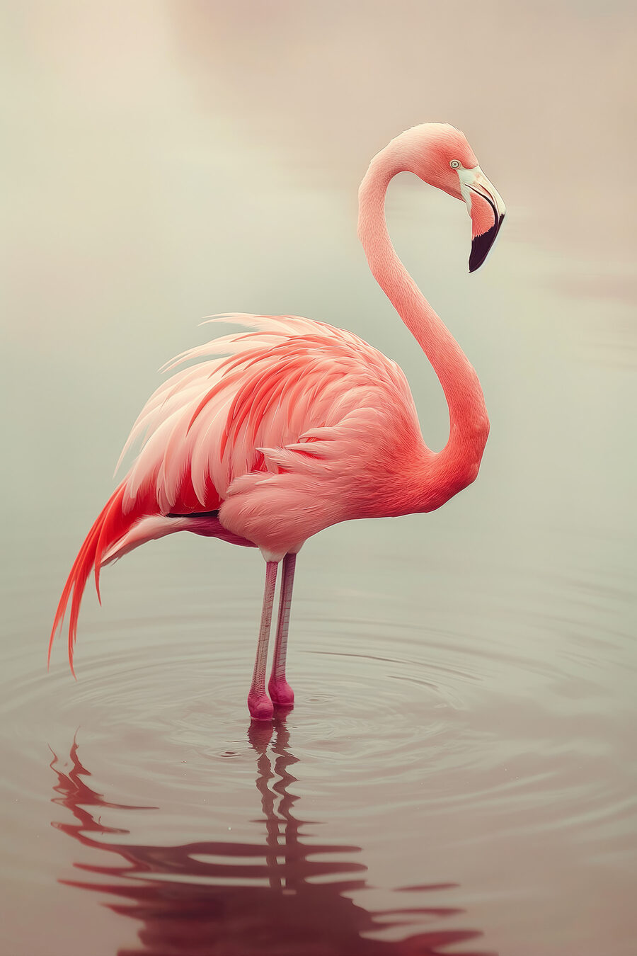Flamingó tükörsima vízben — teljes motívum