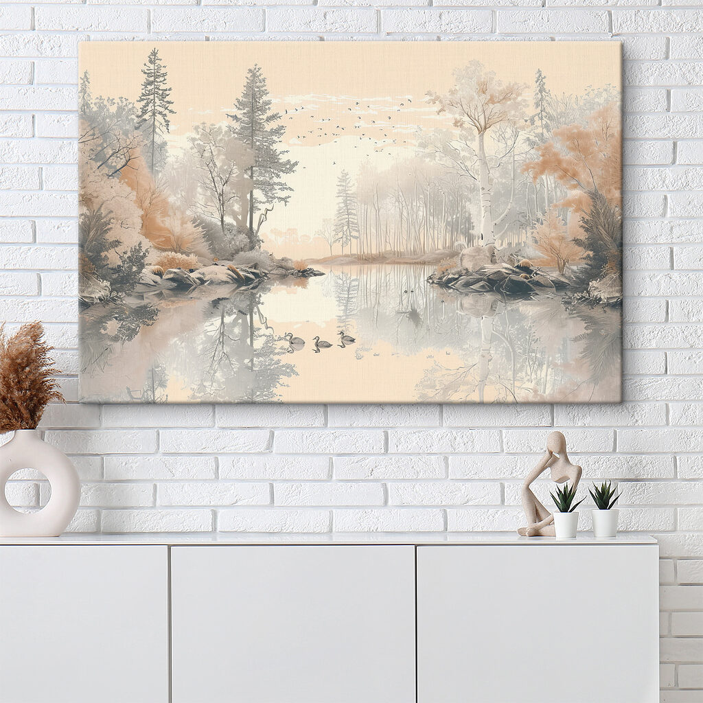 Madarak csendes vízen egy belső térben