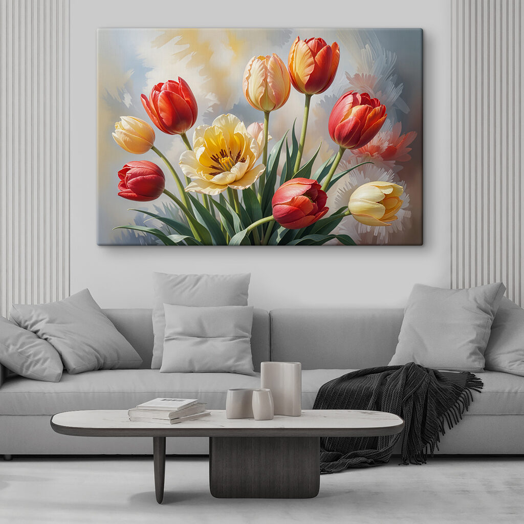 Tulipánok tavaszi színekben — lakásbelső 2