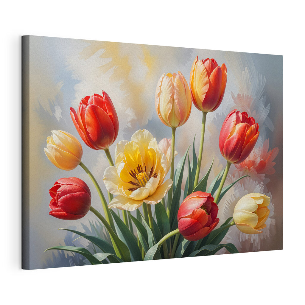 Tulipánok tavaszi színekben — termékábrázolás