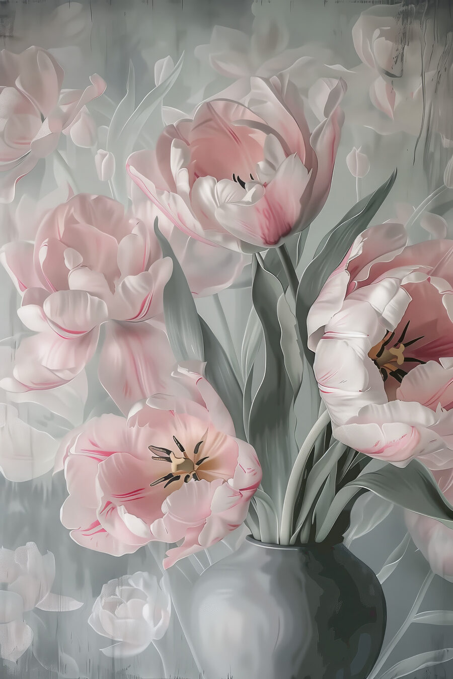 Rózsaszín tulipánok vázában — teljes motívum