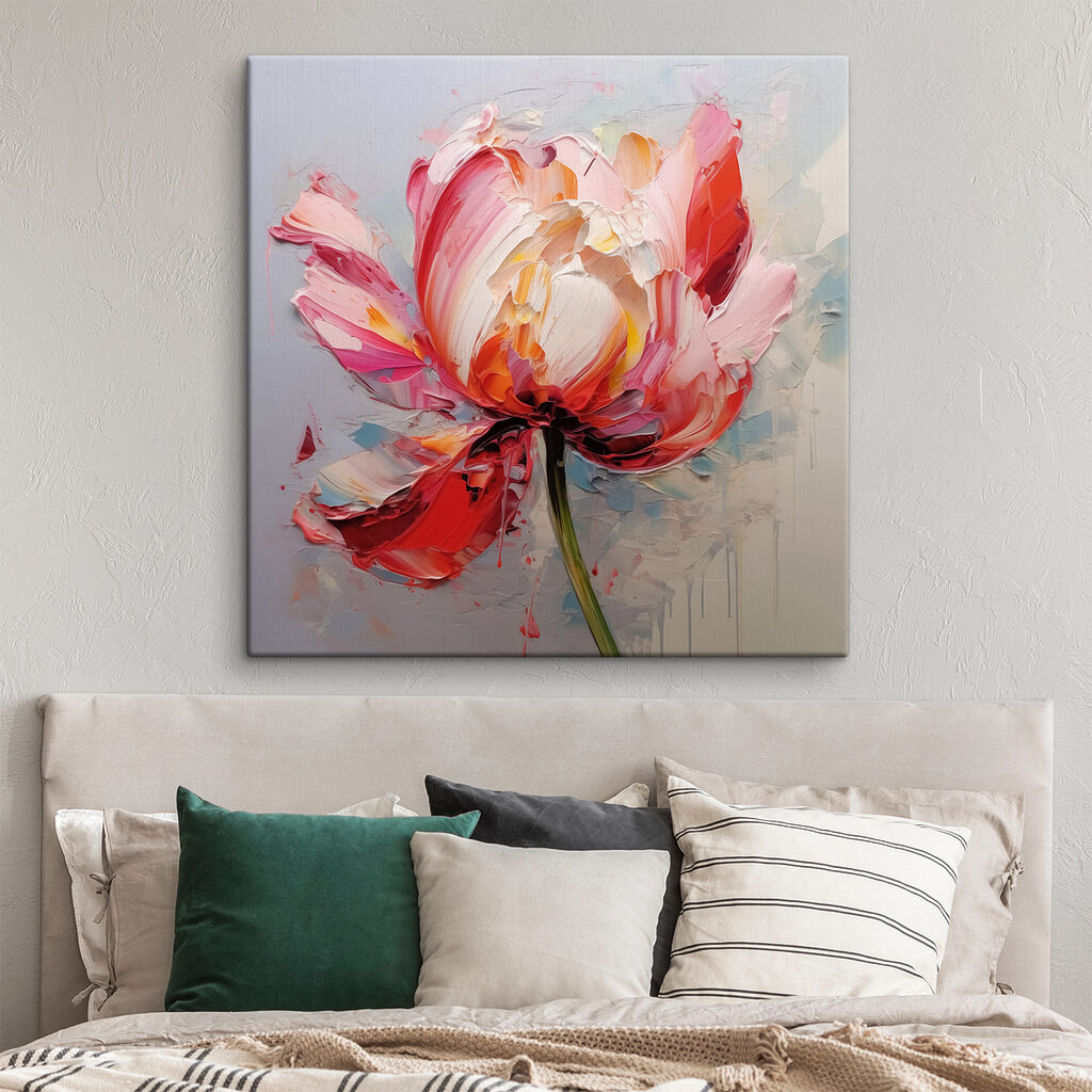 Tulipán rózsaszín ecsetvonásokban — lakásbelső 1