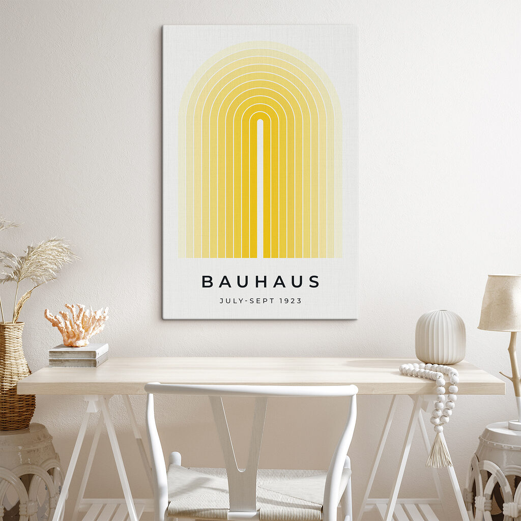Sárga ívek Bauhaus-stílusban — lakásbelső 2