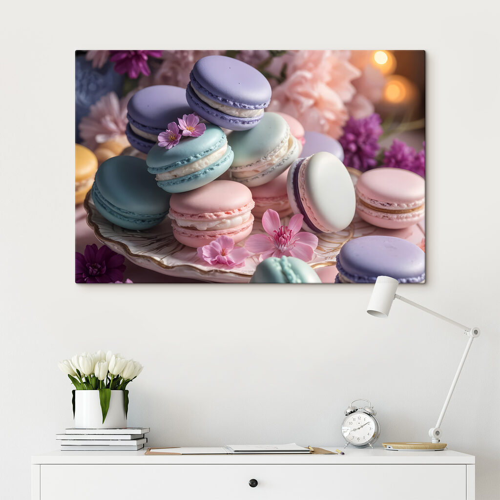 Macaronok lila virágok között — lakásbelső 2