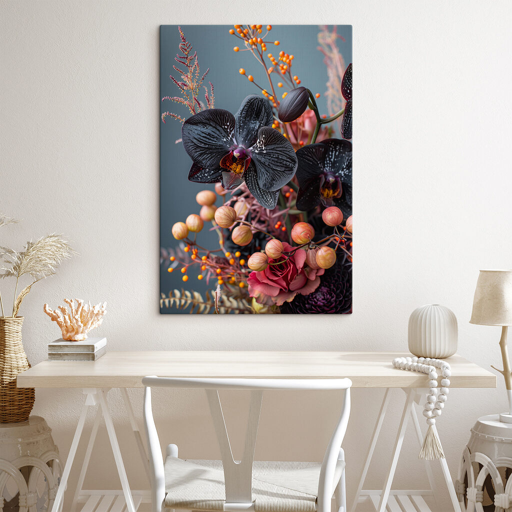 Fekete orchidea bogyók között — lakásbelső 3