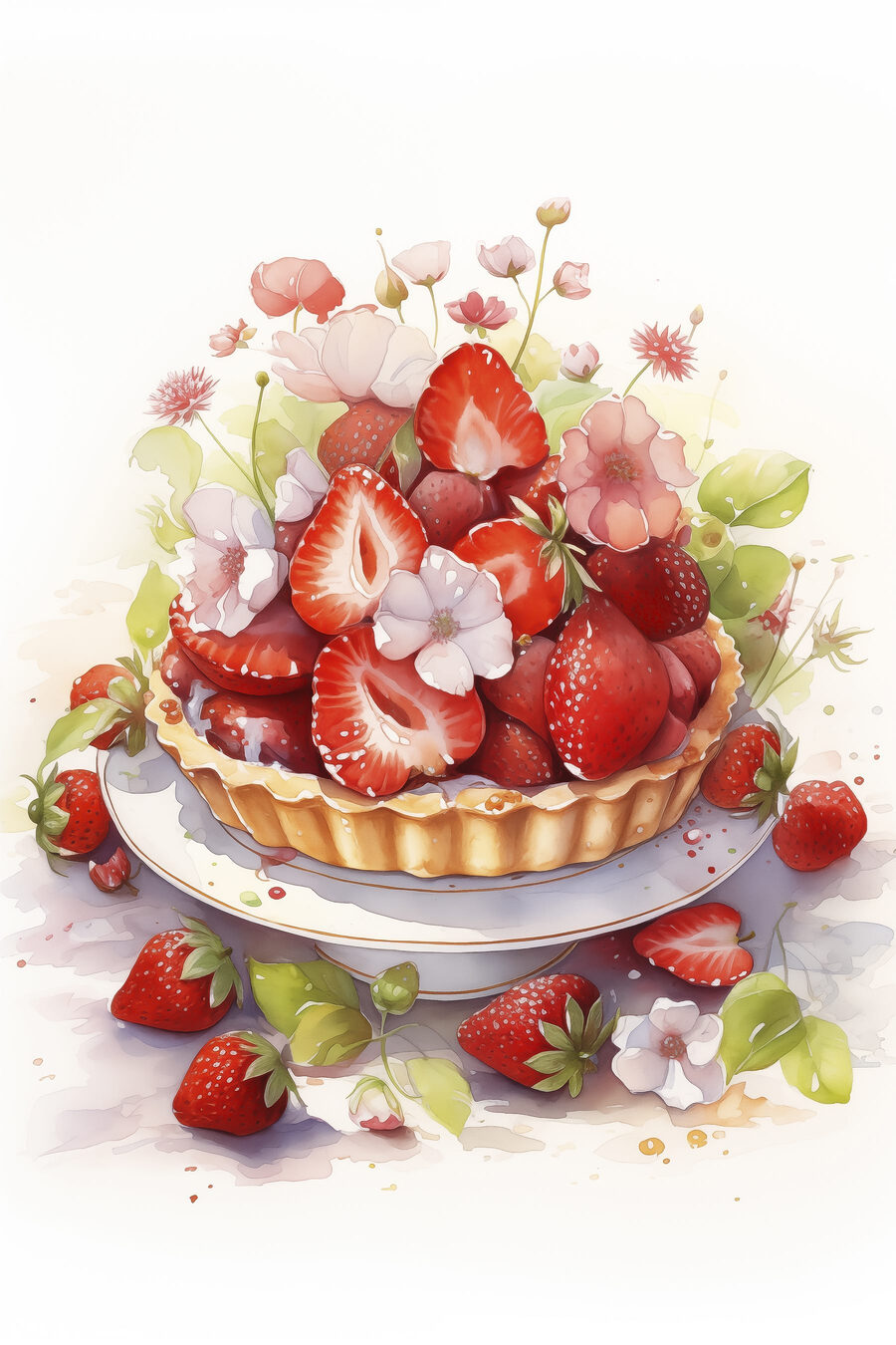 Epres torta rózsaszín virágban — teljes motívum