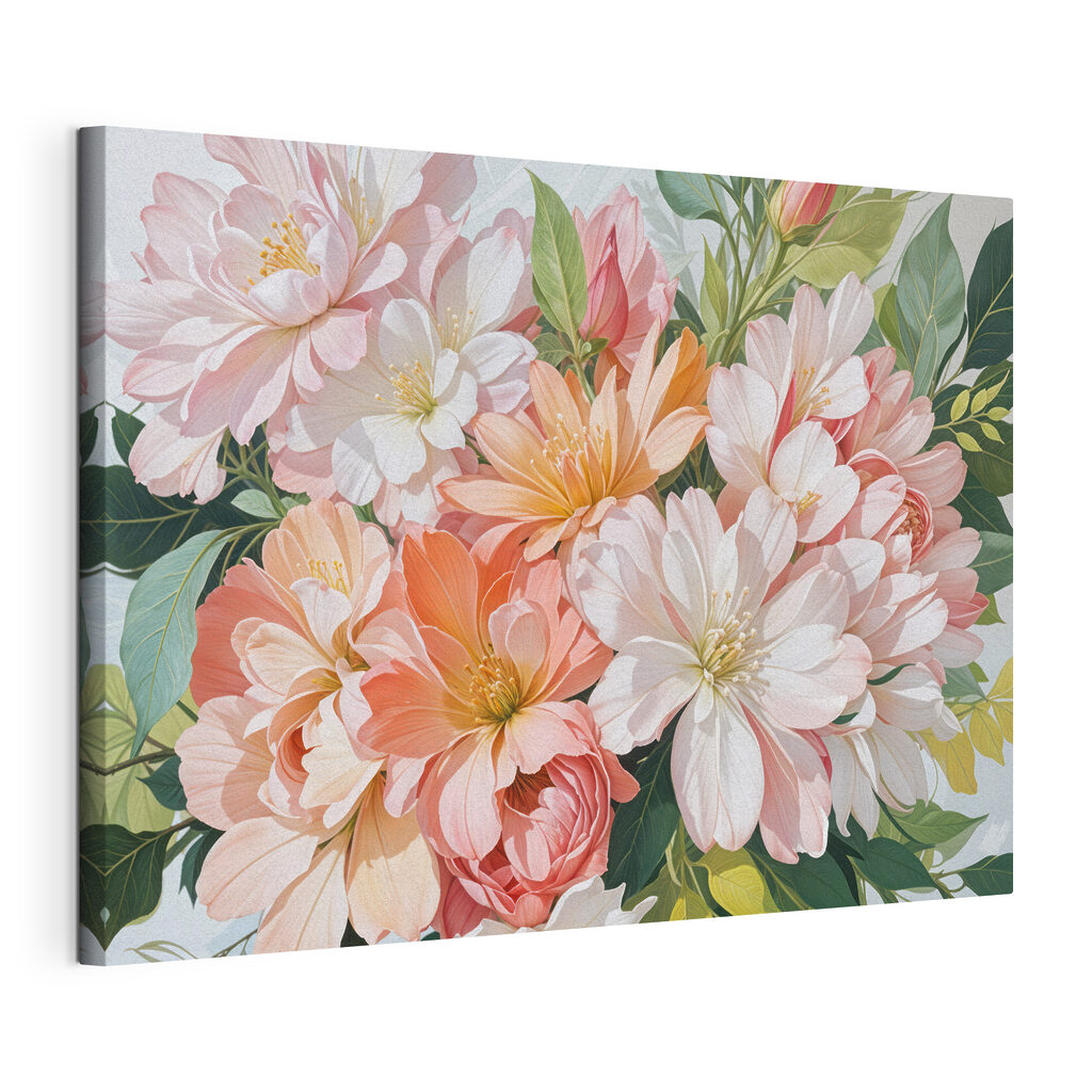 Pasztell virágok zöld lombban — termékábrázolás