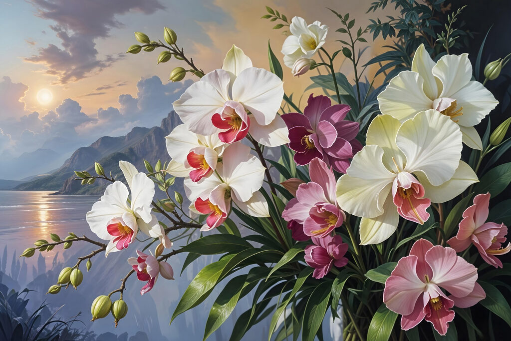 Orchideák esti tónál — teljes motívum