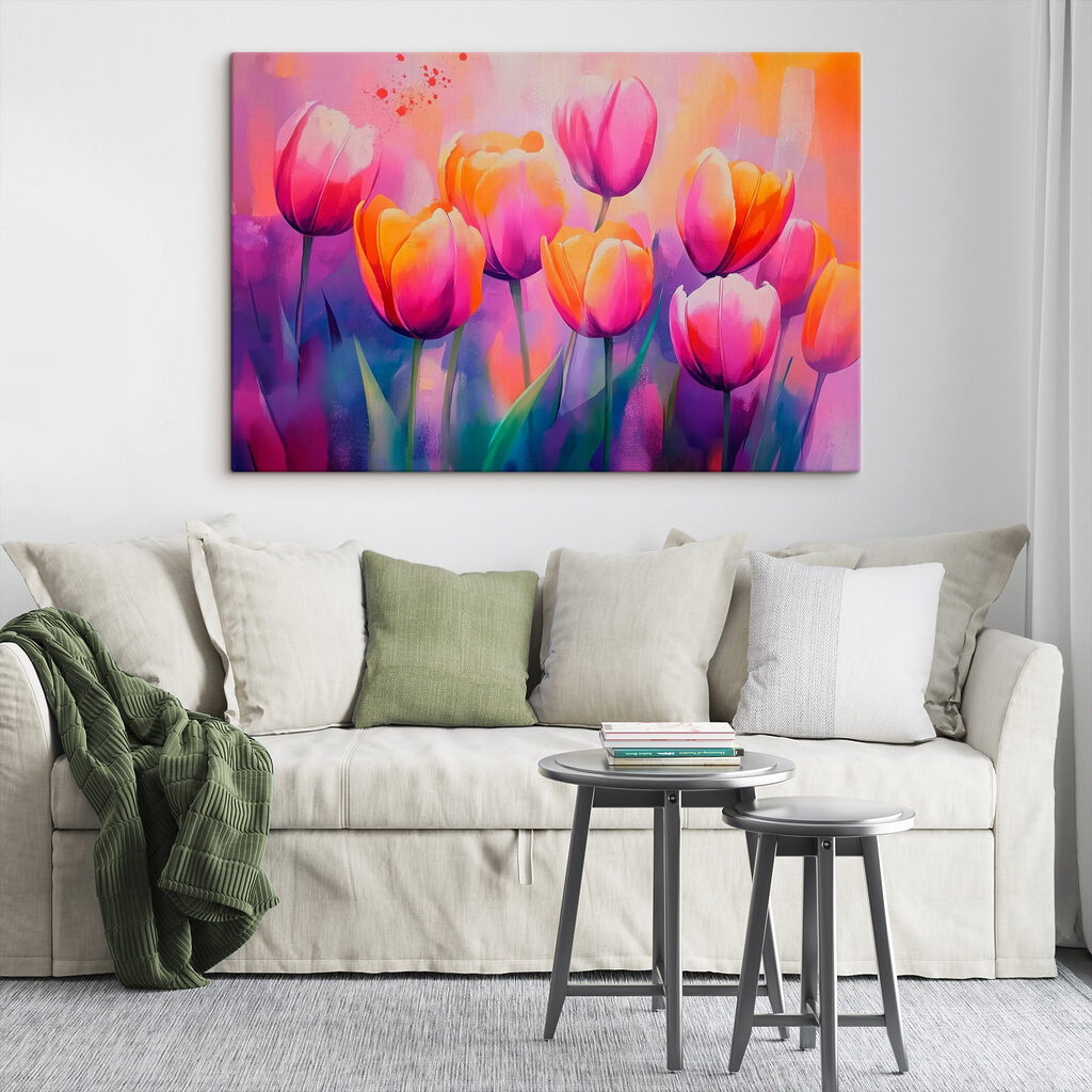Tulipánok rózsaszín napfoltokban — lakásbelső 2