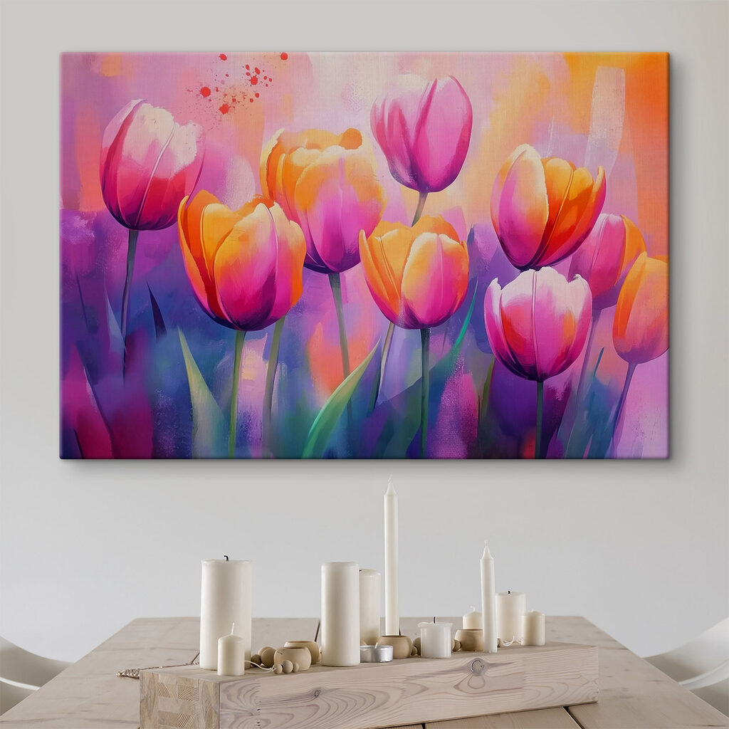 Tulipánok rózsaszín napfoltokban — lakásbelső 1