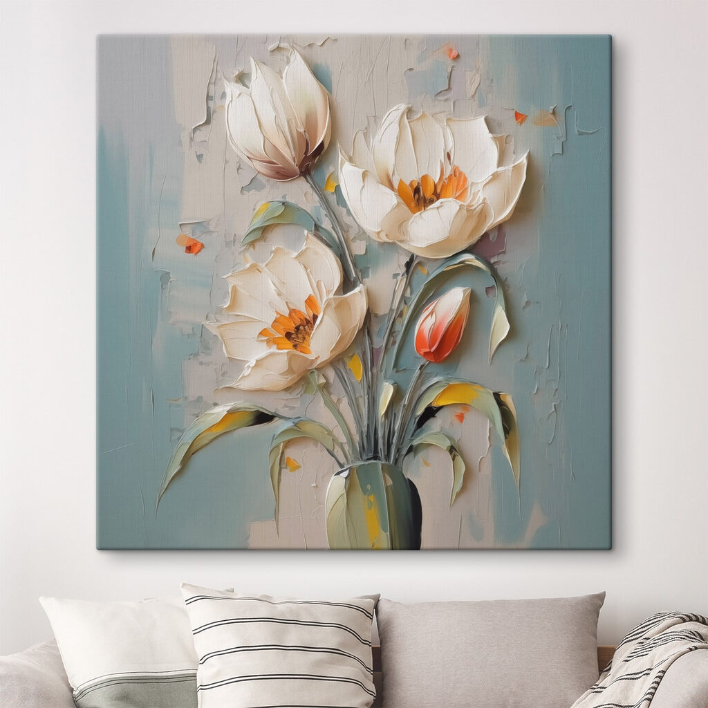 Tulipánok lazán festve — lakásbelső 1