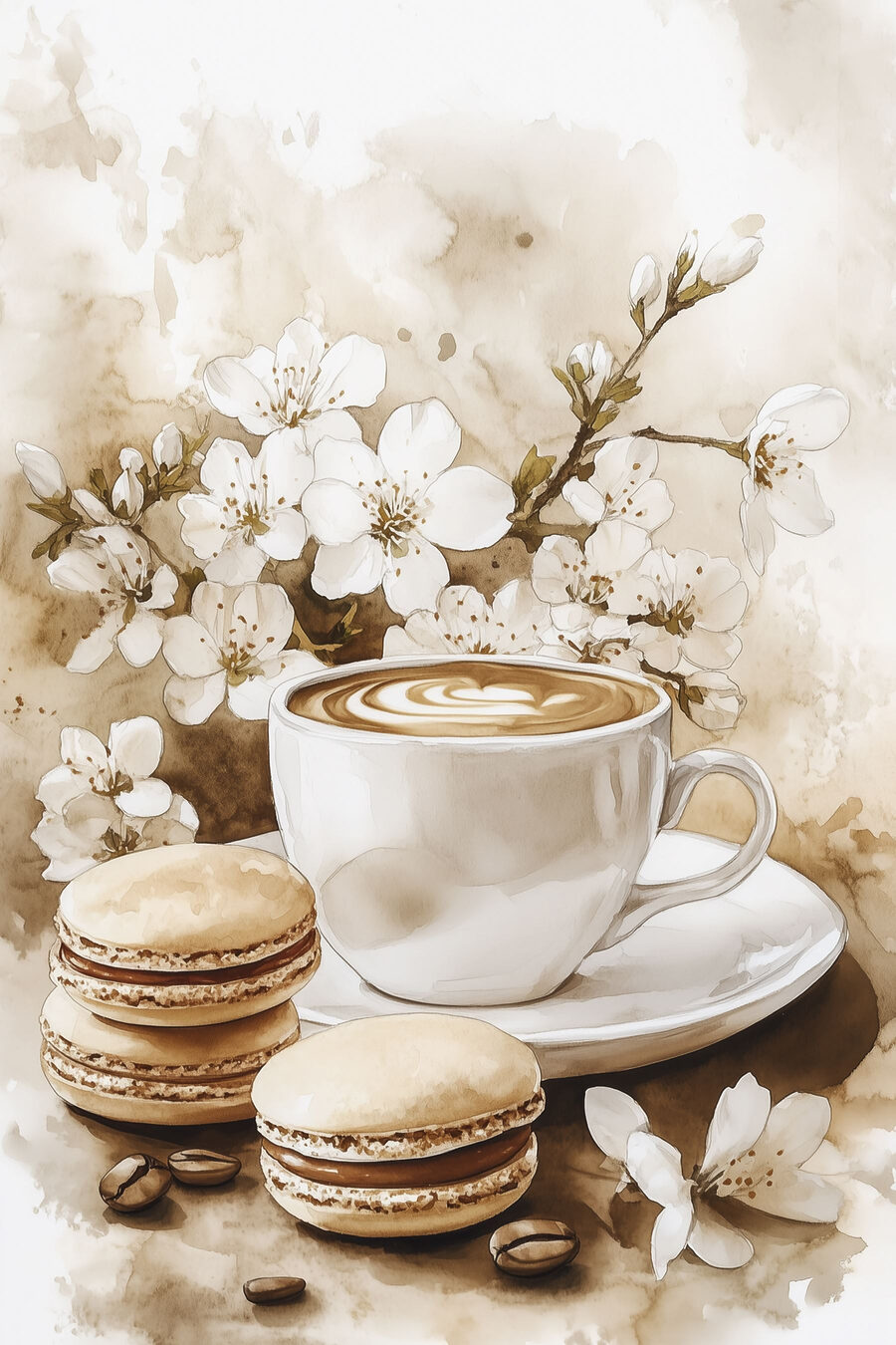 Két macaron kávé mellett — teljes motívum