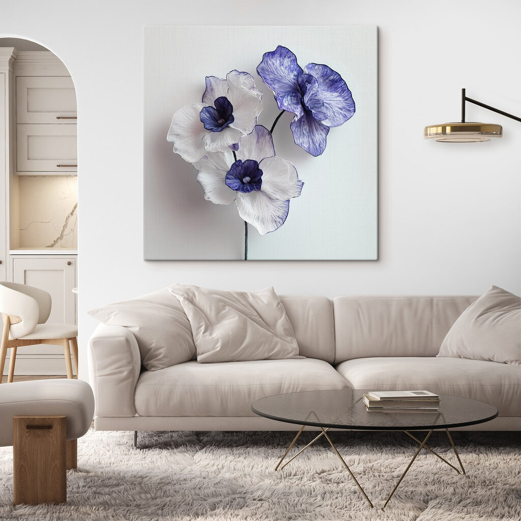 Orchideák kék szegéllyel — lakásbelső 2