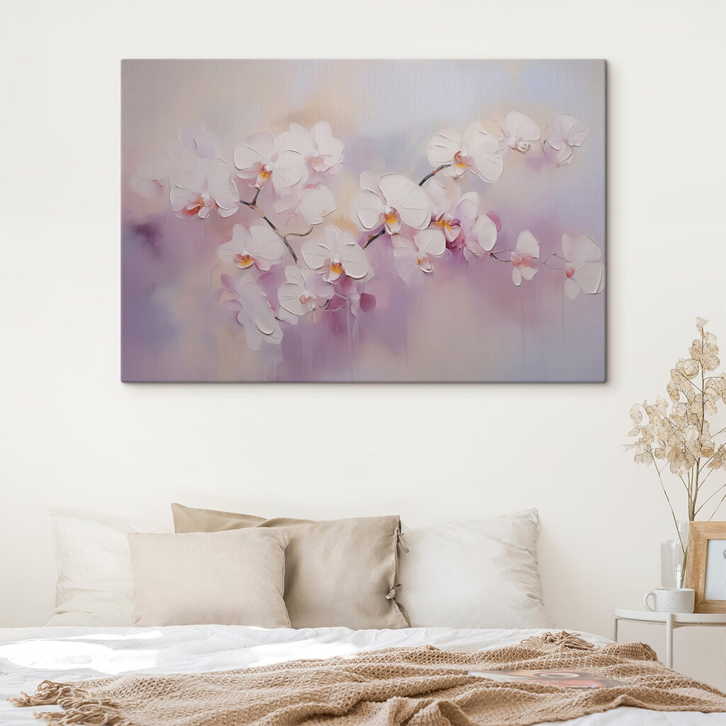 Orchideák lágy lila árnyalatokban — lakásbelső 2
