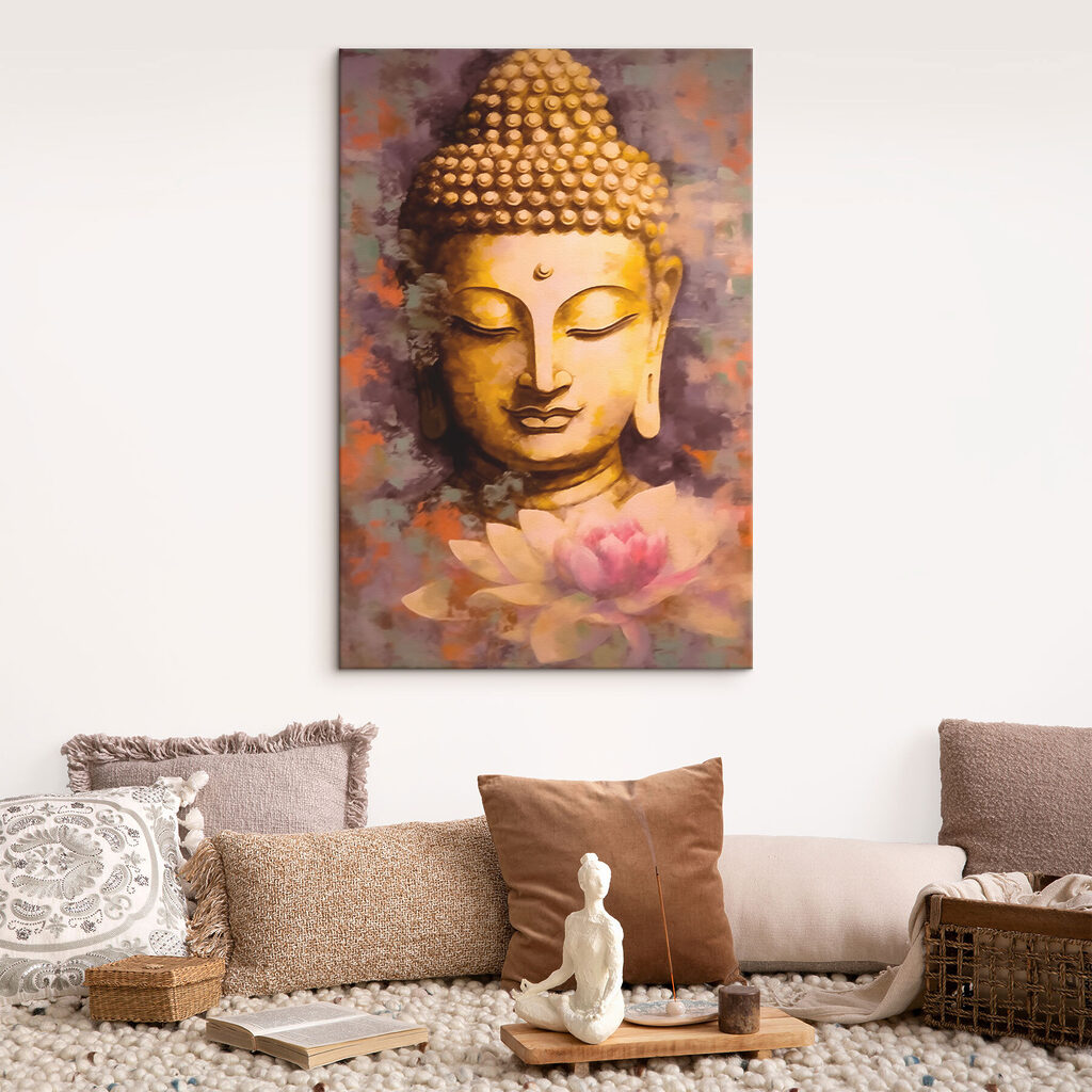 Buddha rózsaszín lótusz felett — lakásbelső 1