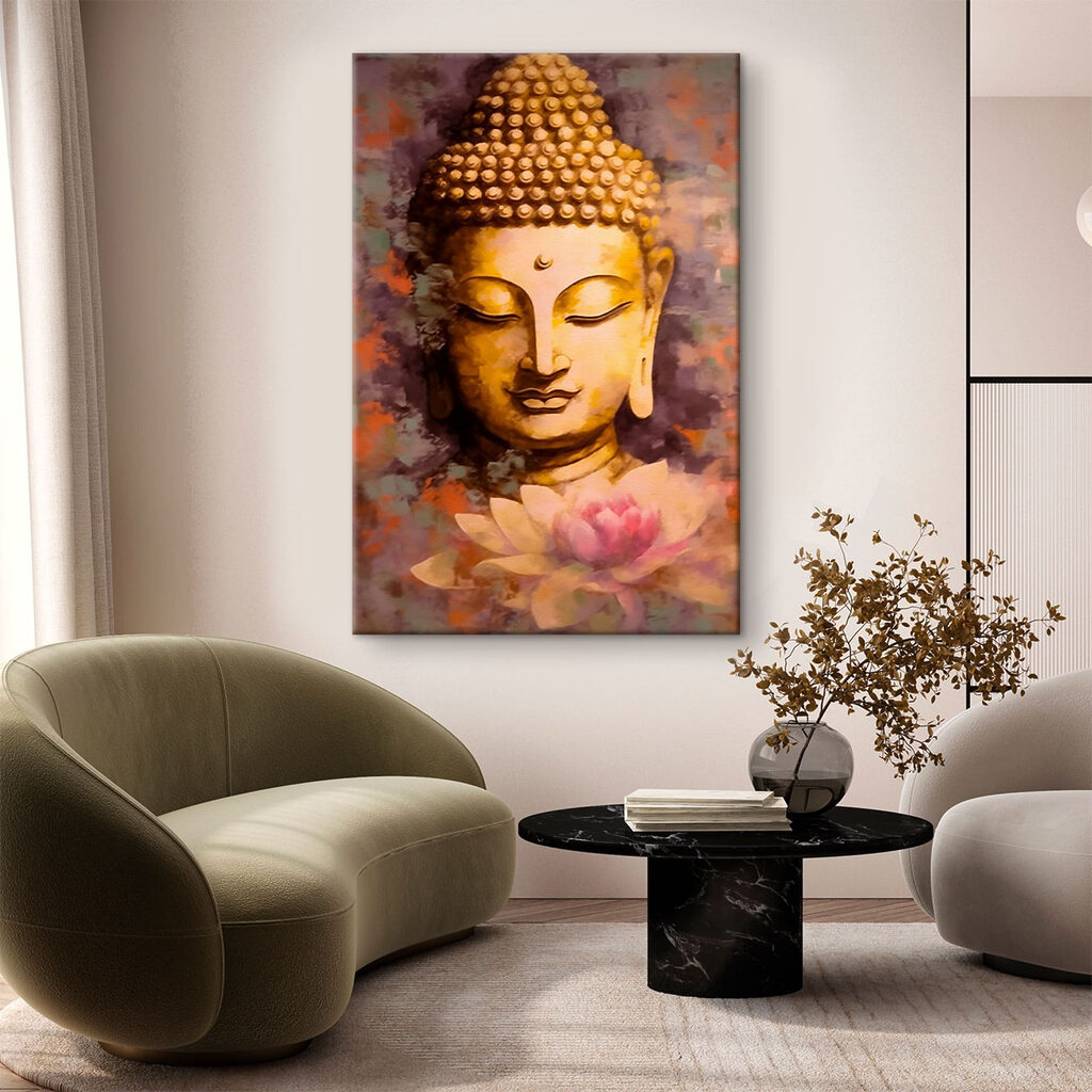 Buddha rózsaszín lótusz felett — lakásbelső 2