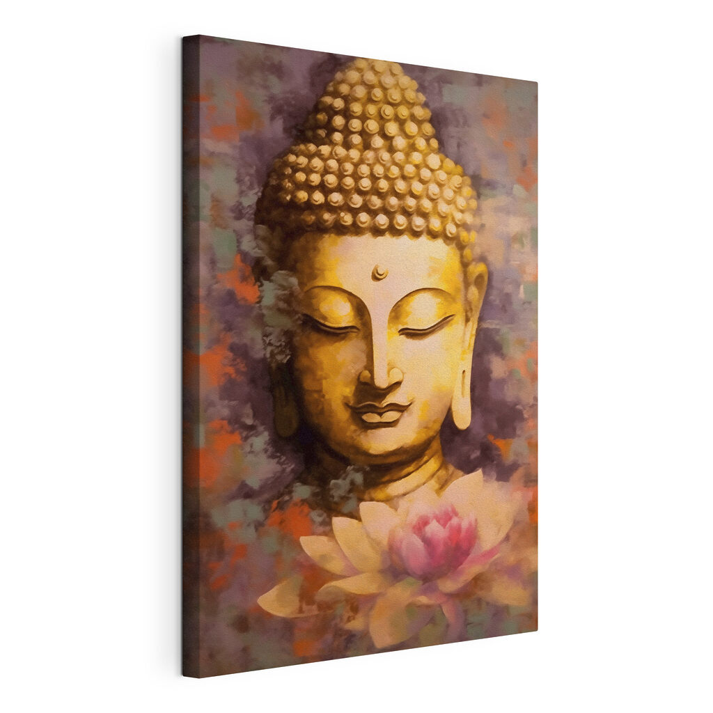 Buddha rózsaszín lótusz felett, kifeszített vászon körbefutó széllel