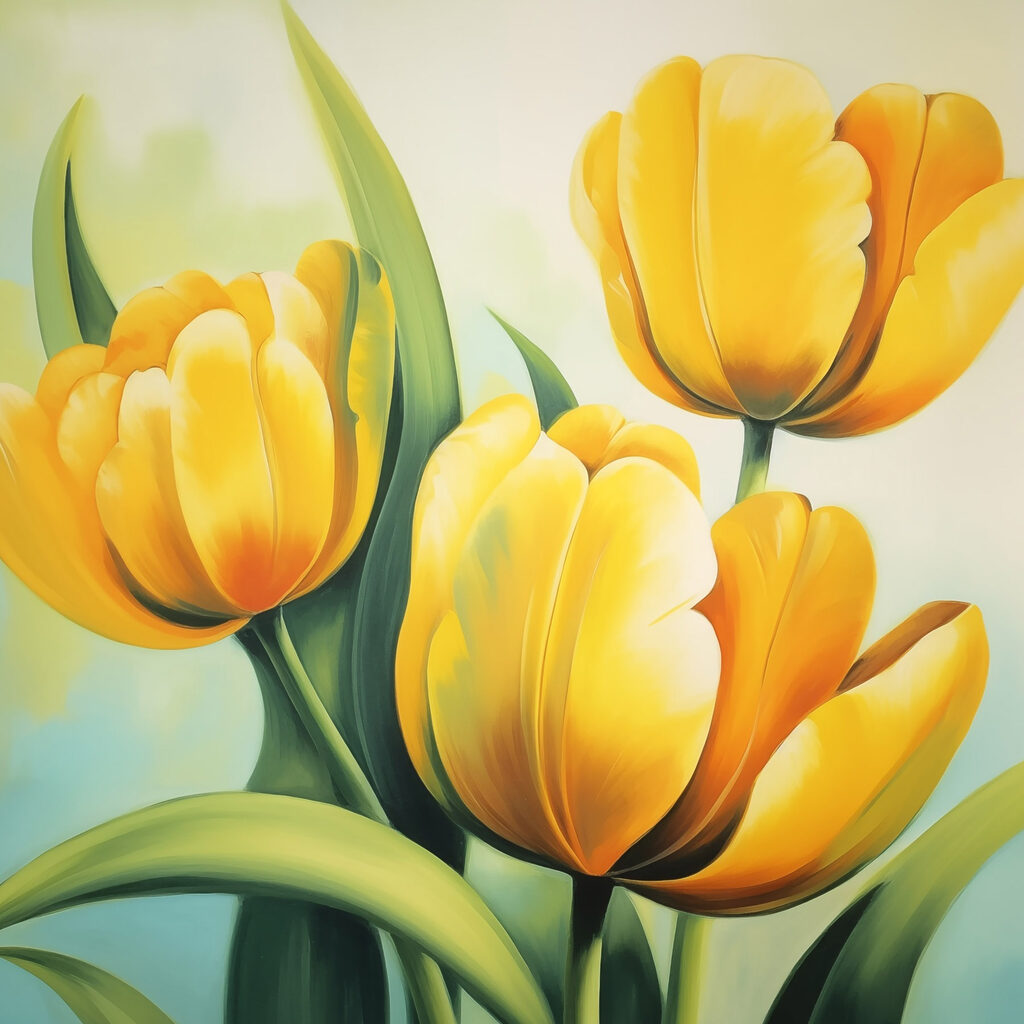 Sárga tulipánok napfényben — teljes motívum