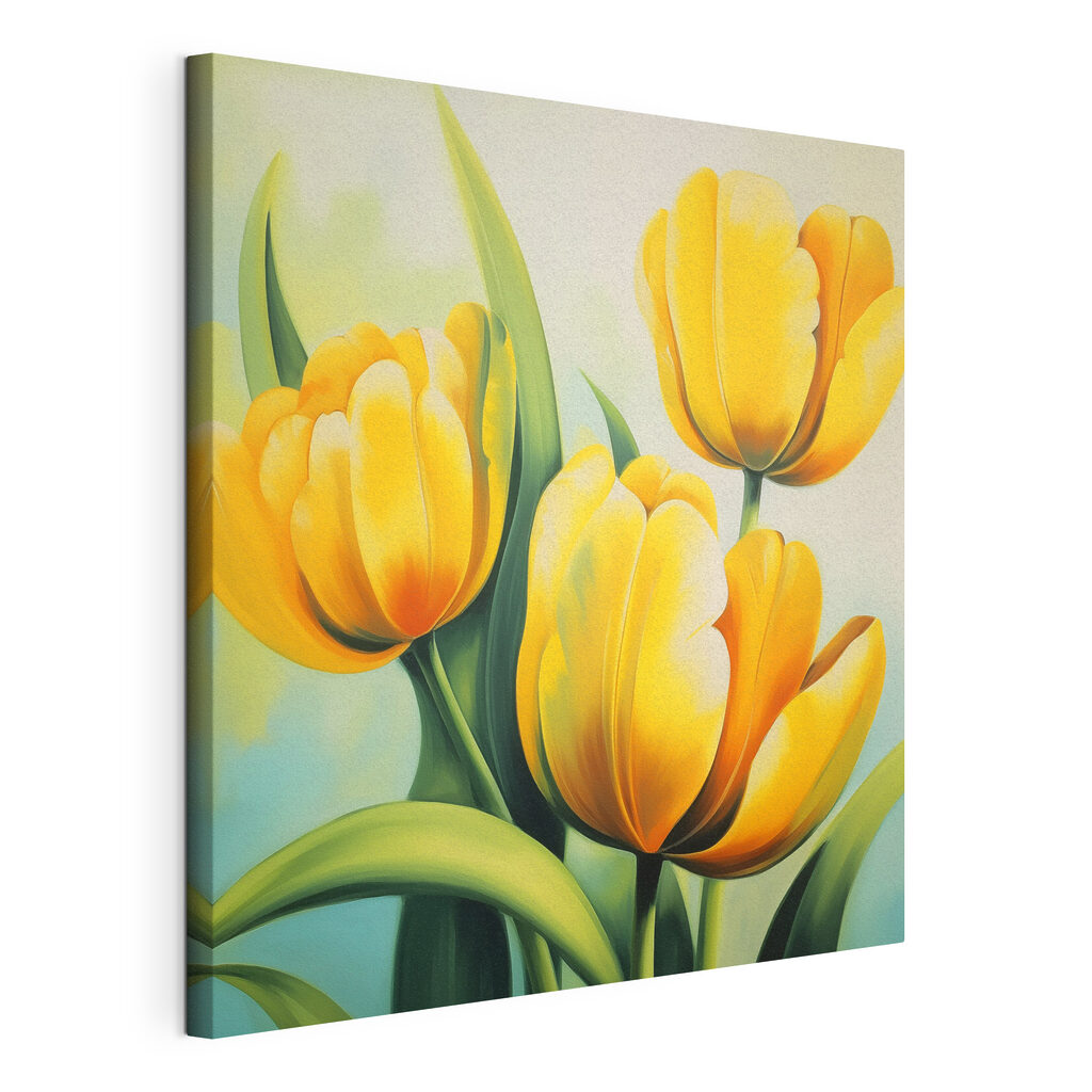 Sárga tulipánok napfényben — termékábrázolás