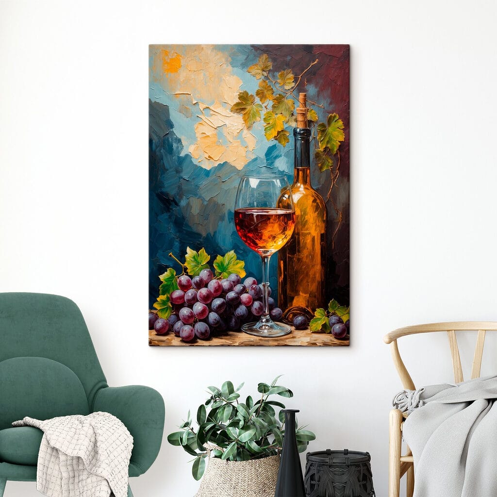 Borosüveg lila szőlő mellett — lakásbelső 1
