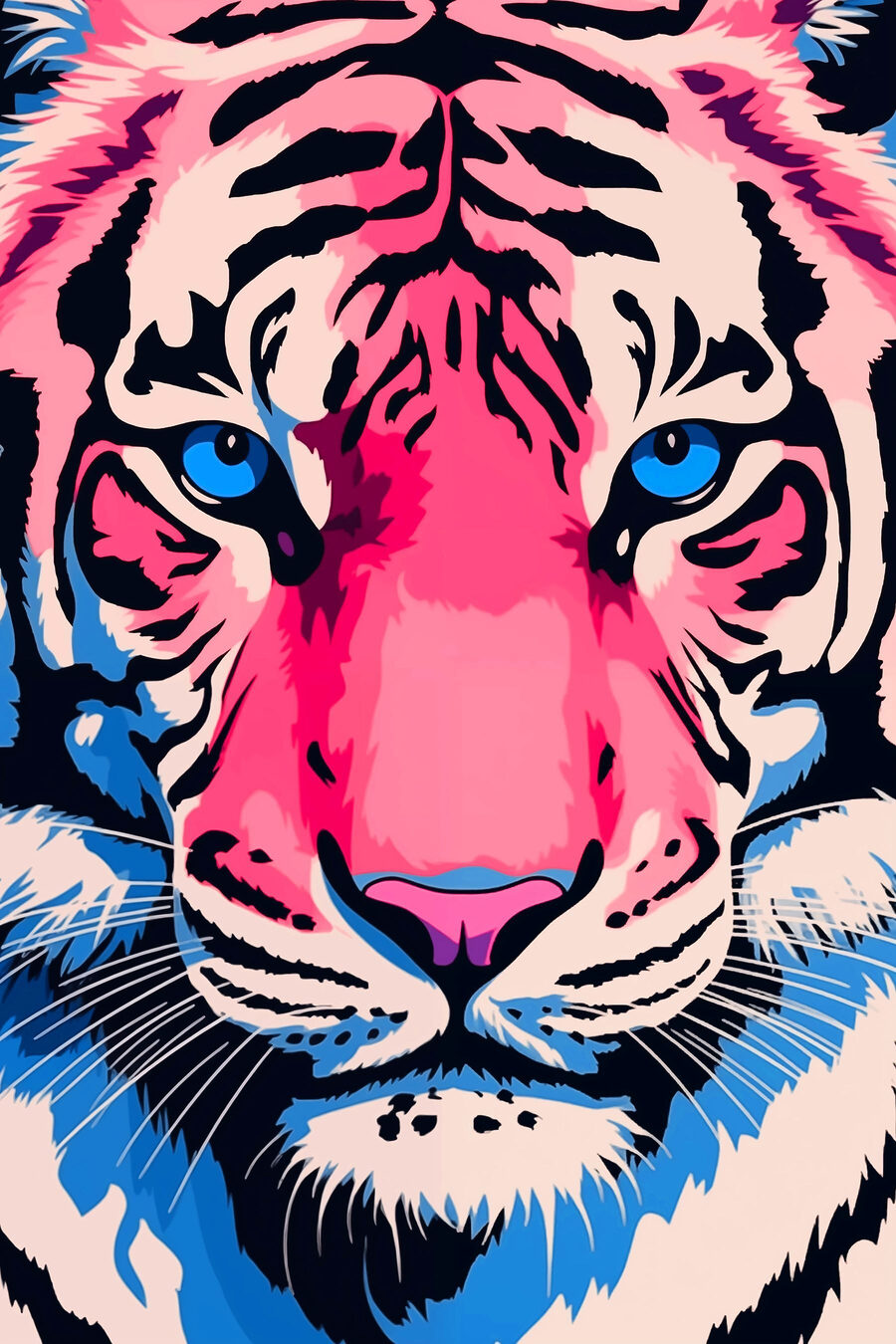 Rózsaszín és kék tigris — teljes motívum