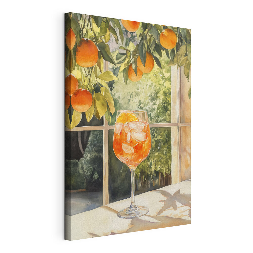 Spritz narancságak alatt, kifeszített vászon körbefutó széllel