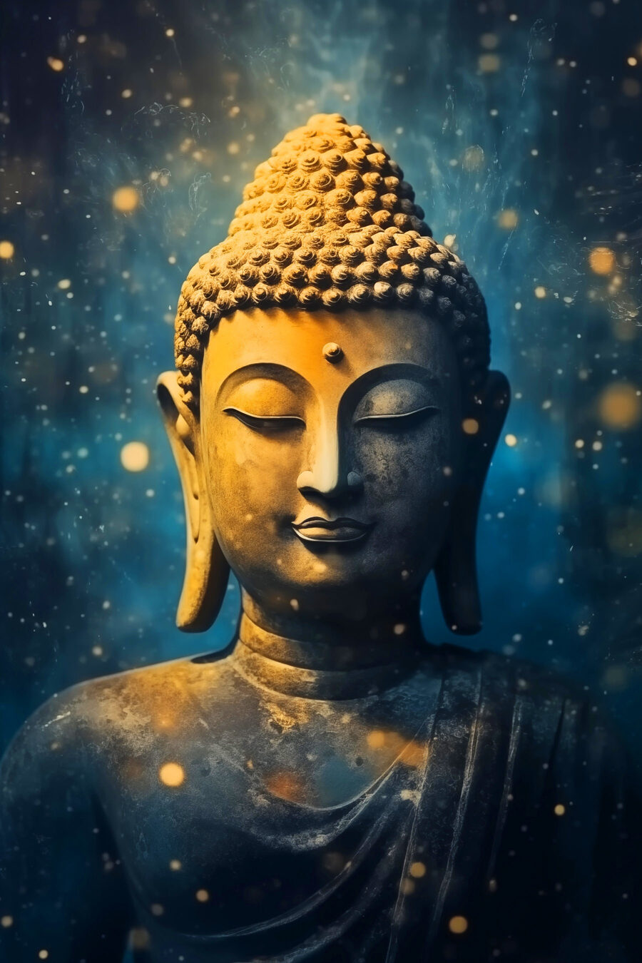Buddha kék csillagfényben — teljes motívum