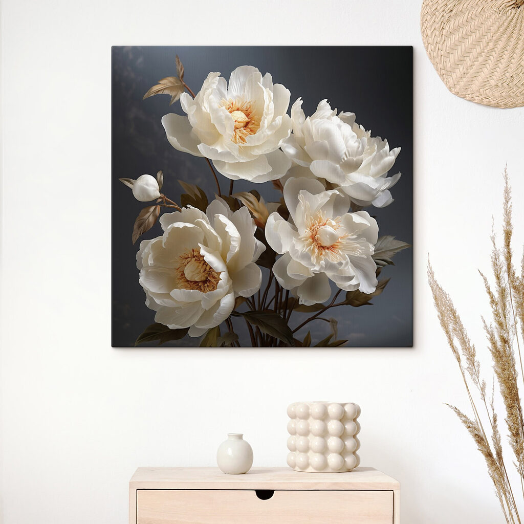 Négy bazsarózsa szürkén — lakásbelső 2