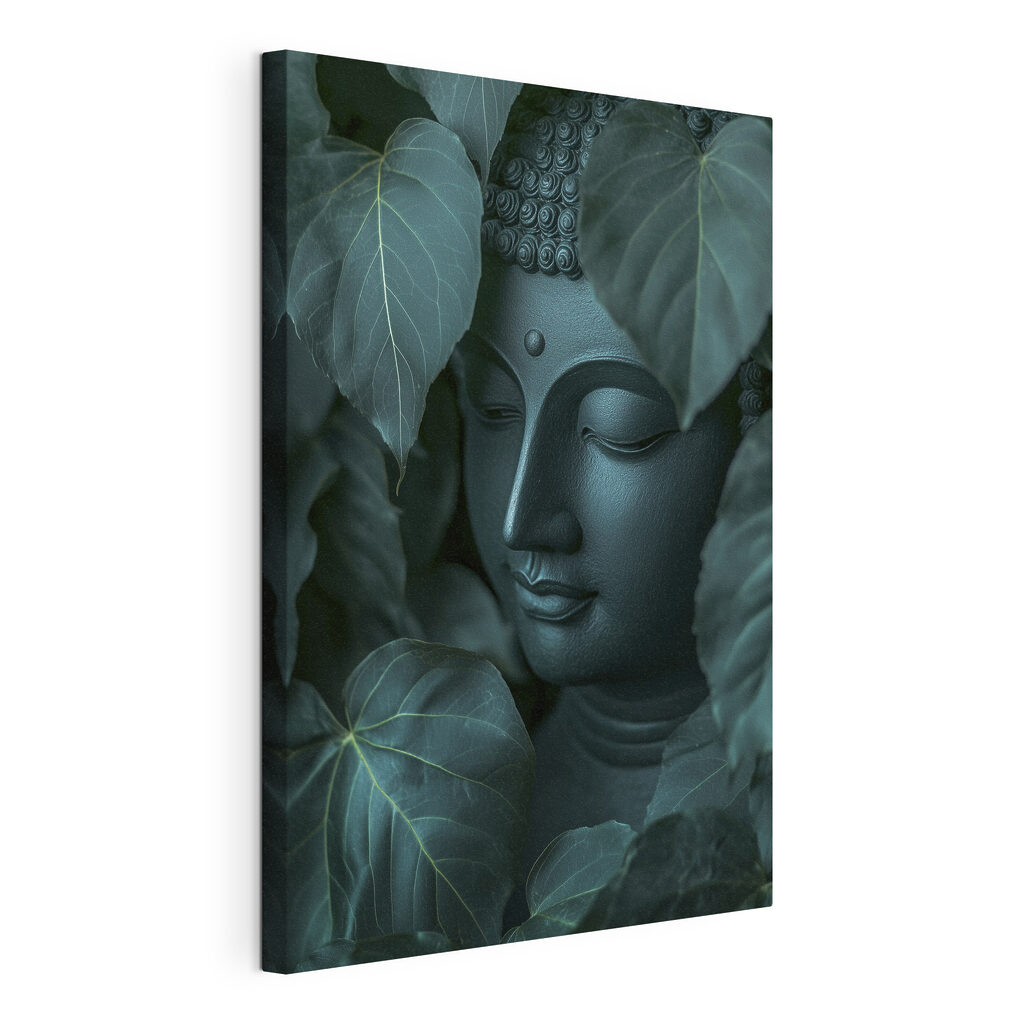 Buddha nagy szívlevelek mögött — termékábrázolás