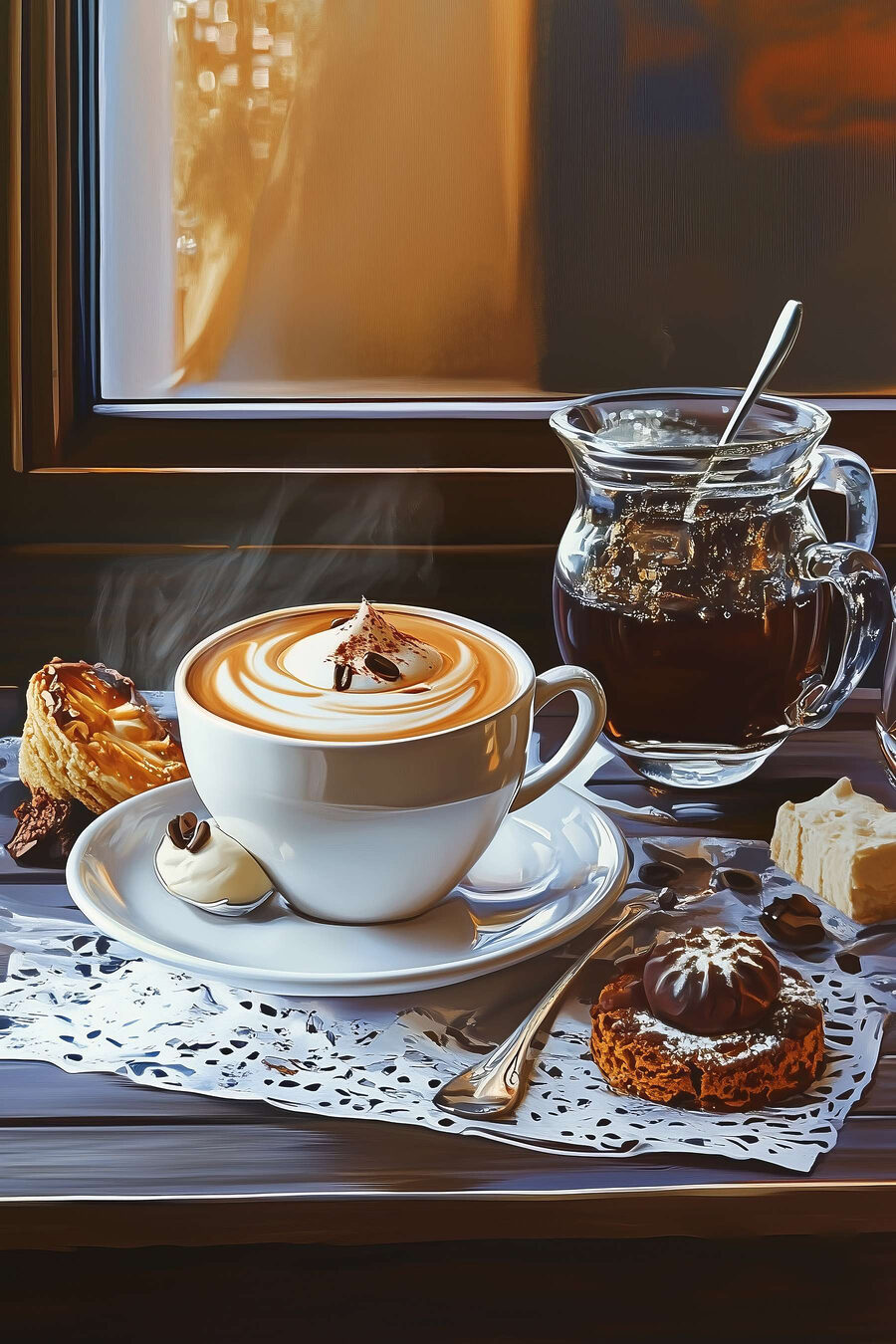 Cappuccino az ablaknál — teljes motívum