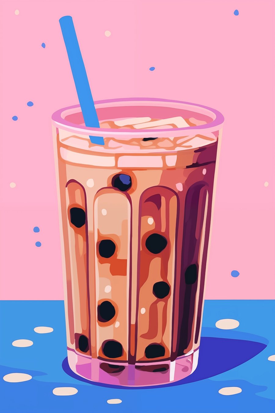 Buborékos tea poharakban — teljes motívum