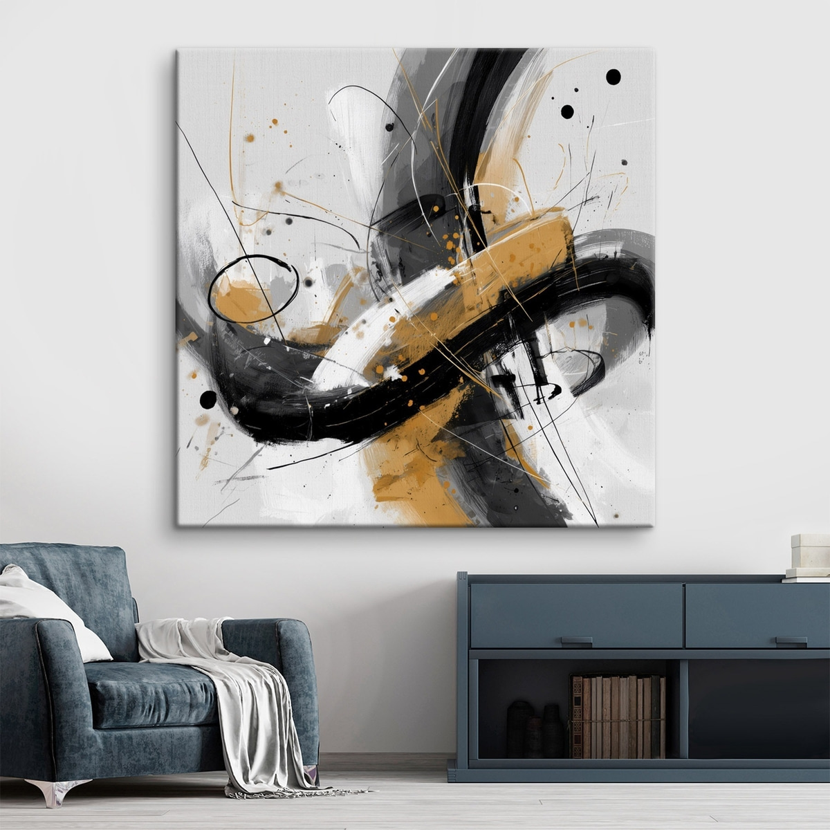 Grafikai visszhang modern absztrakcióban — lakásbelső 1